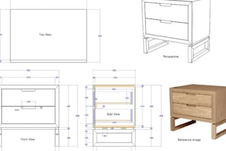 draft your furniture designs to 3d and 2d technical drawings