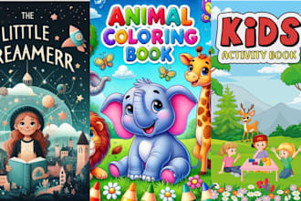 design kids coloring pages, coloring books, activity books,  puzzle book for KDP