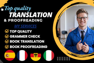expertly translate your book, document in spanish, english german french italian