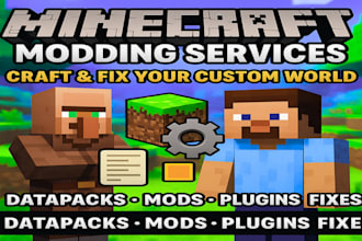 create or fix minecraft datapack, modpack plugins, mods, texture, thumbnails