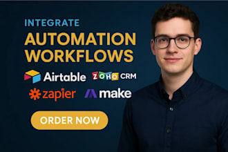 integrate airtable, zoho crm with zapier or make com automation workflows