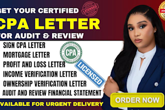 audit financial statement sign US CPA letter, income verification, notary letter