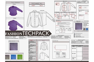 create fashion tech pack flat sketches technical drawing apparel clothing