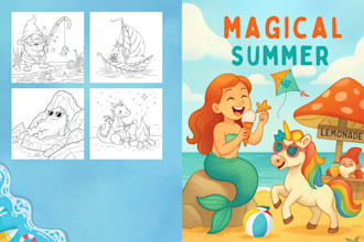 create coloring book cover and pages for kids kdp