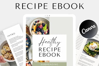 design canva food recipe recipe, nutrition cookbook ,healthy diet ebook on canva