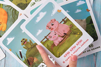 design card game kid educational flash cards mockup template match cards