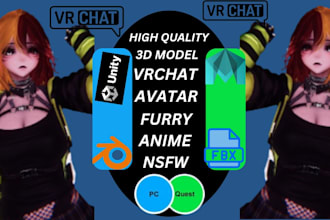 create and edit 3d vrchat furry vtuber vr character nsfw vrc avatar