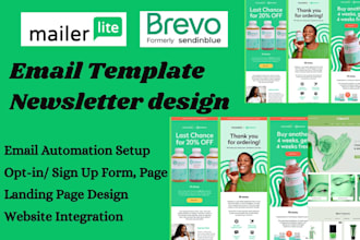 design mailerlite, brevo newsletter email template, automation, landing page