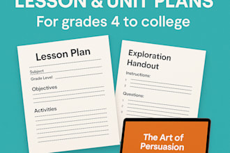 create custom lesson or unit plans for grades 4 to college