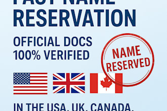 reserve your company name fast in the USA, UK, canada, or europe