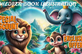 draw african american children story book illustration, and children book cover