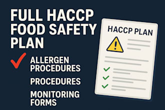 create a complete haccp food safety plan with allergen and monitoring forms