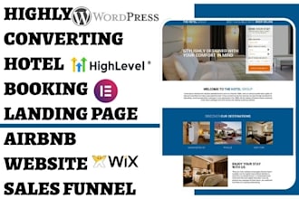 design hotel booking landing page airbnb website vacation rental sales funnel