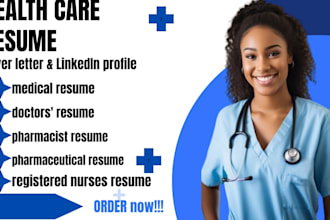 write edit nursing, medical,  healthcare cv and pharmaceutical resume