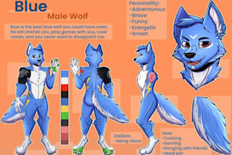 draw custom furry reference sheet nsfw furry art and fursona character