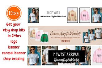 design attractive etsy shop banner, etsy shop logo, kits for etsy shop etsy kits