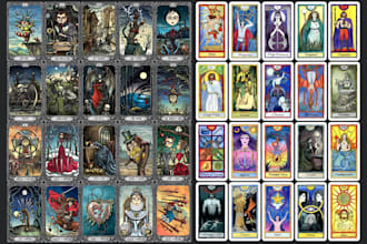 do spiritual oracle occult tarot, zodiac tcg card template layout box, guidebook