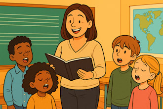 sing children song kid song lullaby jingles intro as a female vocalist