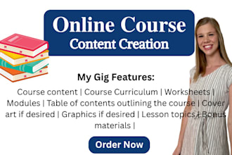 create online course content, ebook, course curriculum