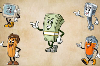 design a classic vintage retro mascot logo with cartoon character style