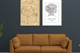 design custom unique wall map poster of any city