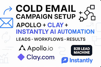 setup instantly ai for cold emails campaign apollo automation workflow clay com