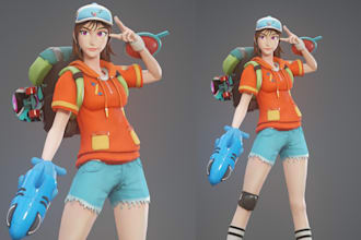 3d stylized character modeling for game cartoon character rigging for animation