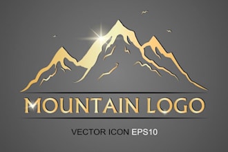 create a awesome mountain logo in vintage style