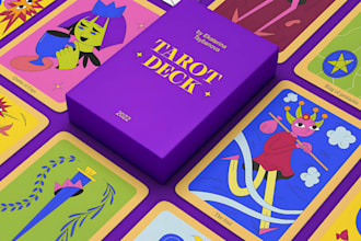 do card game design, 52 playing cards, board game card box mockup and rulebook