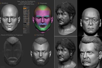 realistic 3d head model bust face sculpt statue stl file in zbrush 3d printing