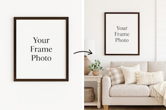 place your frame into a cozy styled room mockup