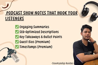 write engaging and SEO optimized podcast show notes that hook listeners
