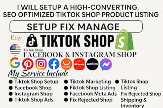setup tiktok shop seo optimized product listing integrate facebook instagram