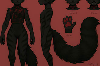 draw your custom furry reference sheet for your fursona or oc