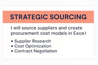 source suppliers and create procurement cost models in excel