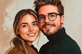 draw couple portrait illustration