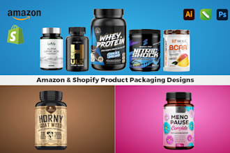 design shopify and amazon product packaging, custom labels, and listing images