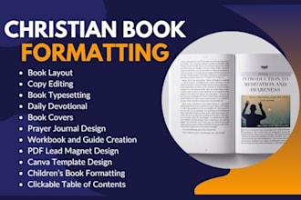 copy edit format christian book devotionals, prayer journal, workbook design,KDP