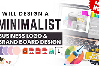 design a minimalist business logo and brand board