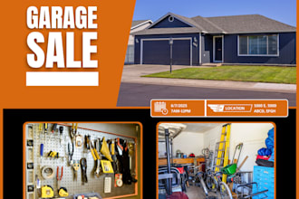 design eye catching garage or house sale flyers with photos and event details