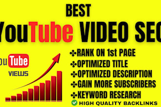 yt video SEO expert, channel manager, high quality backlinks yt videos