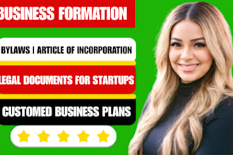 write business plans, bylaws and article of incorporation for startup businesses