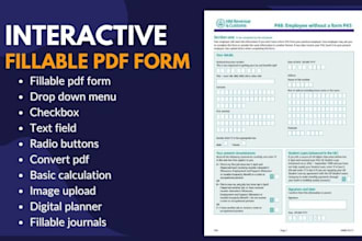 create fillable pdf, form, editable, interactive pdf ebook, workbook, planner