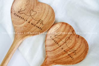 engraved wood heart spoon personalized gifts