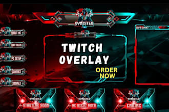 create twitch stream overlay for streamers, animated overlay, kick twitch alerts
