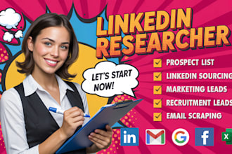do linkedin research, find email addresses and prospect list