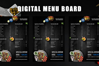 design menu board, food menu tv menu restaurant menu, food flyer roll up banner
