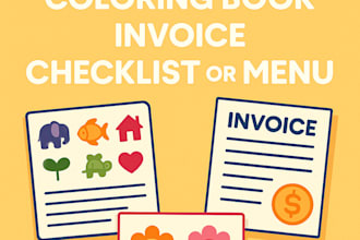 design kids worksheets, coloring book, invoice, checklist or menu