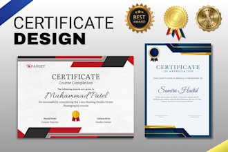 create certificate design, diploma certificate or custom certificate template