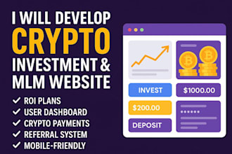 develop crypto investment website, crypto mlm website, investment website